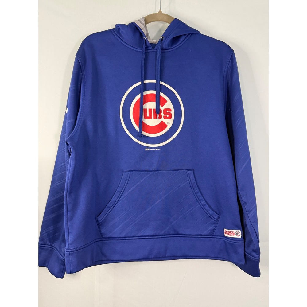 Stitches Chicago Cubs MLB Hoodie Mens Blue Performance Sweatshirt Good